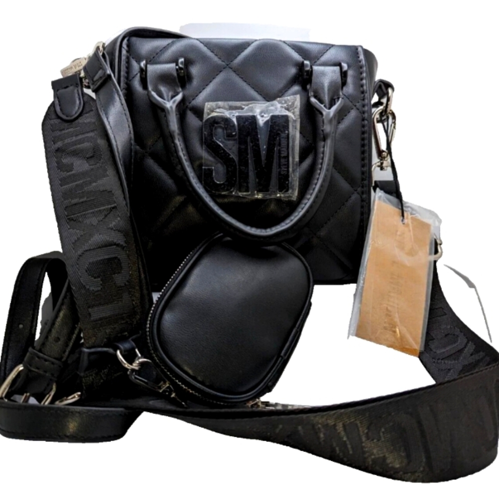 Black Quilted STEVE MADDEN  Handbag with Strap NEW WITH TAGS